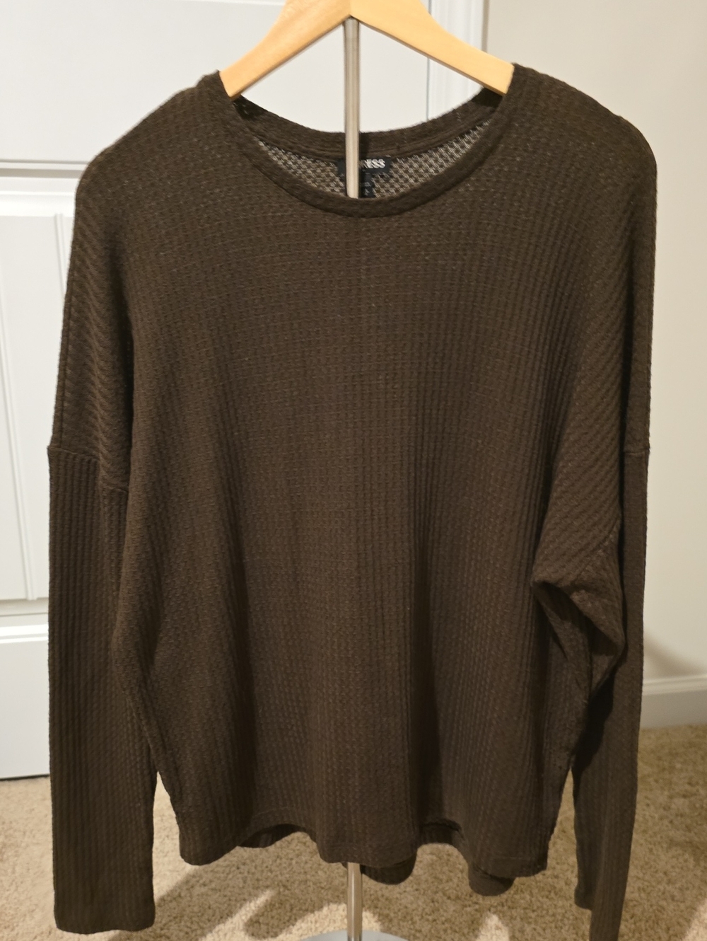 Express Men's Brown Waffle Crewneck Sweater